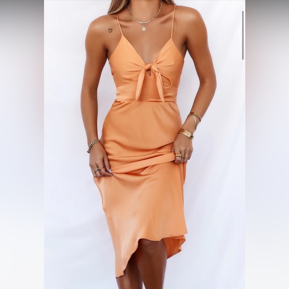 STARTED WITH A KISS MIDI DRESS ORANGE - Picture 3 of 9
